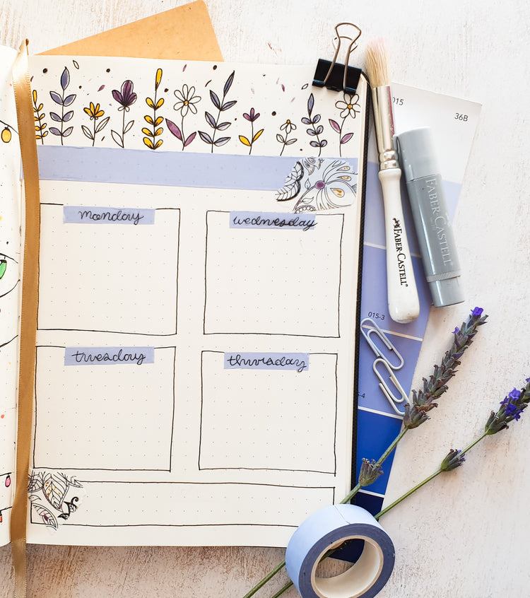 Image shows a journal spread in a premium dotted journal