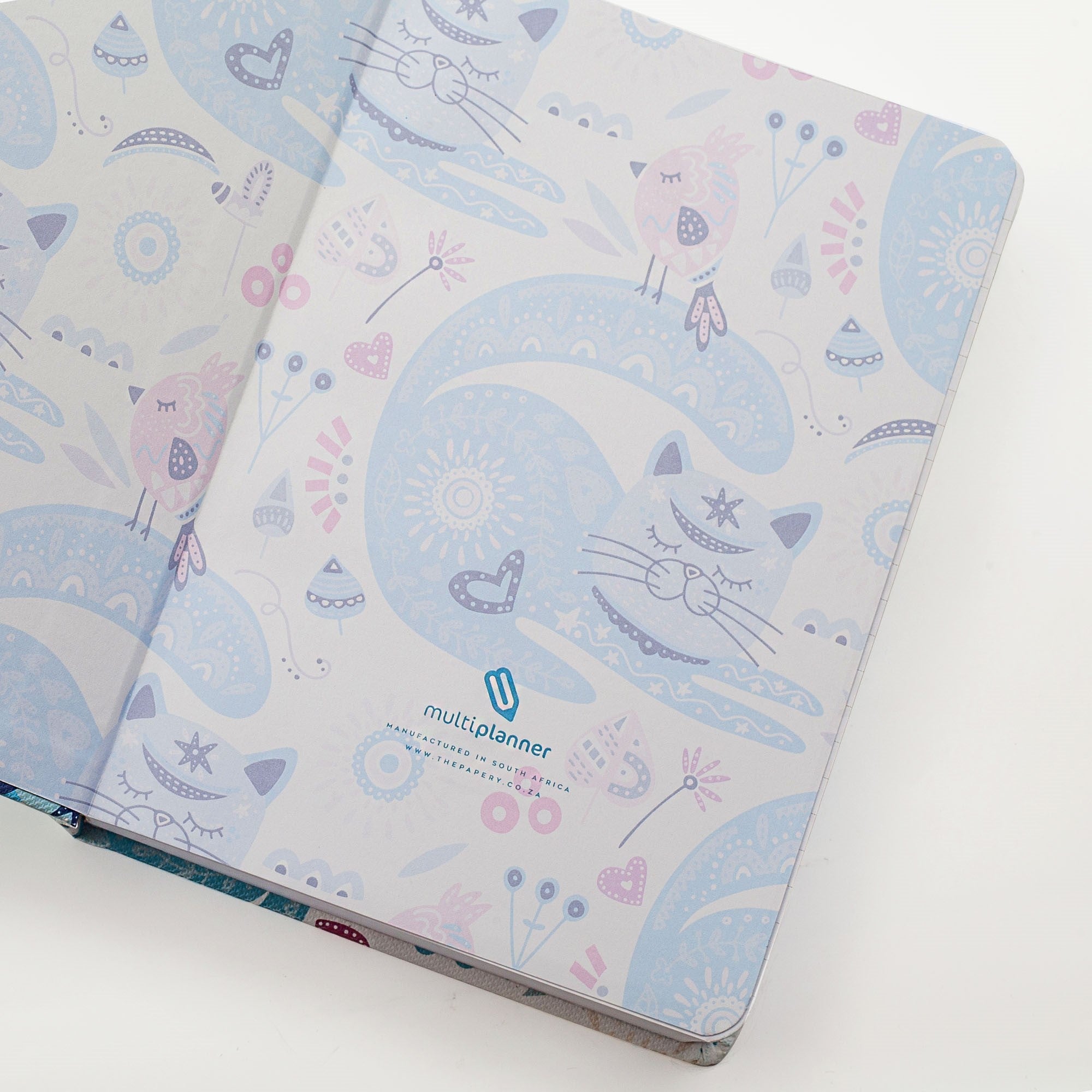 Image shows the endpapers for a Cat MultiPlanner