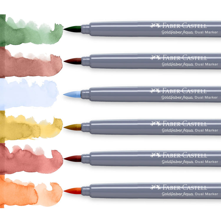 Image shows the nib size of Faber-Castell aqua markers