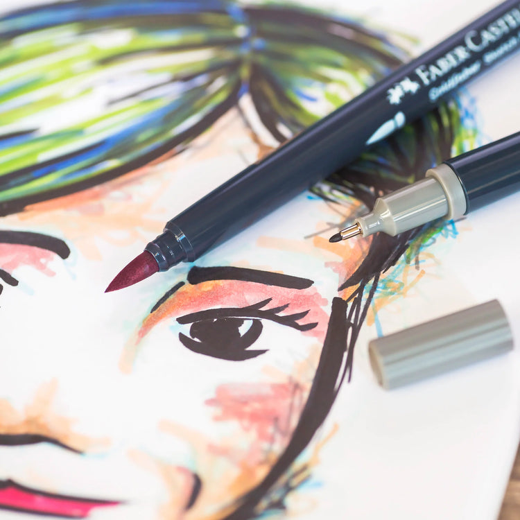 Image shows a drawing made with Faber-Castell sketch markers
