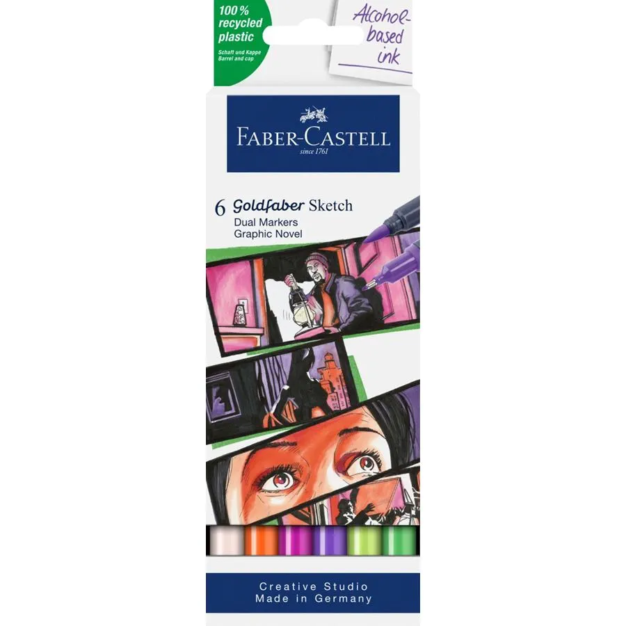 Image shows a set of Faber-Castell sketch markers