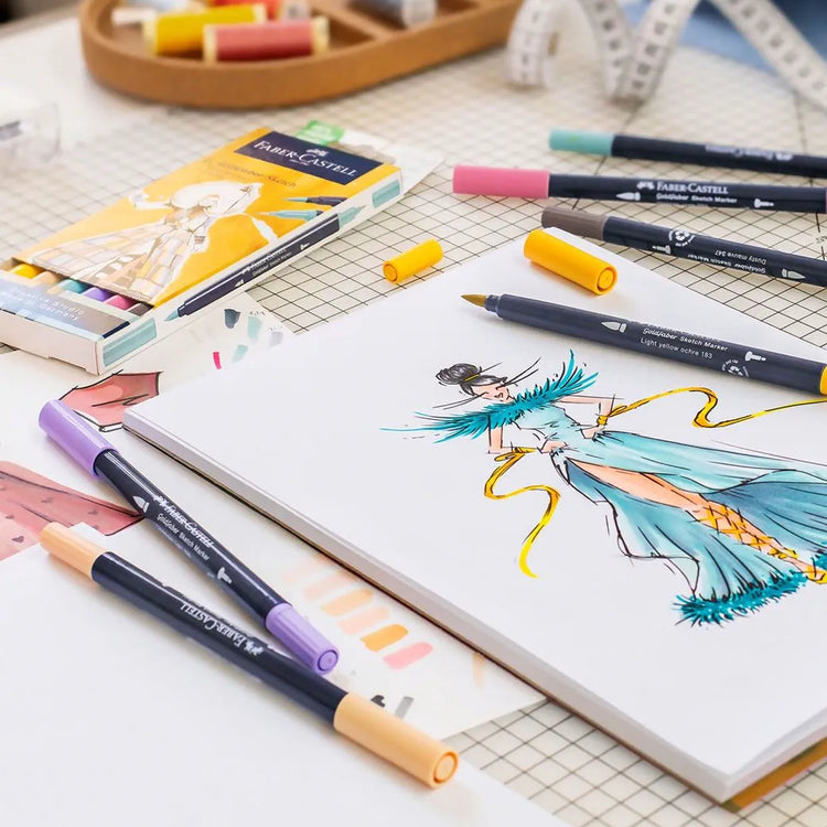 Image shows a drawing made with Faber-Castell sketch markers
