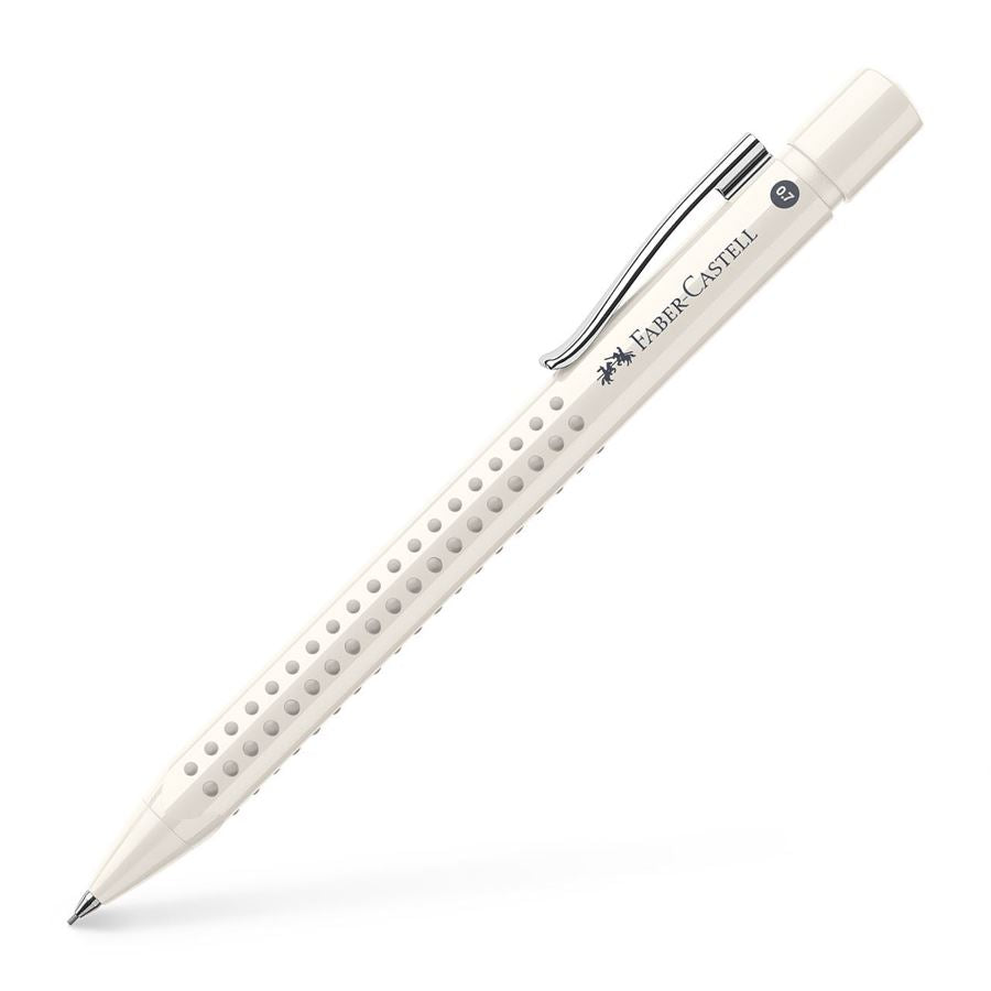 Image shows a white Faber-Castell mechanical pencil