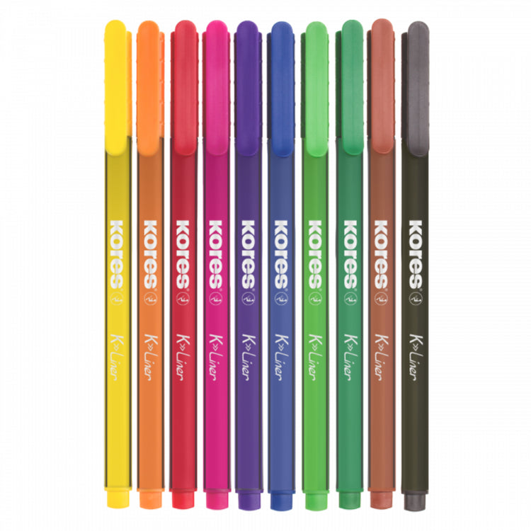 Image shows a set of 12 Kores fine liner pens