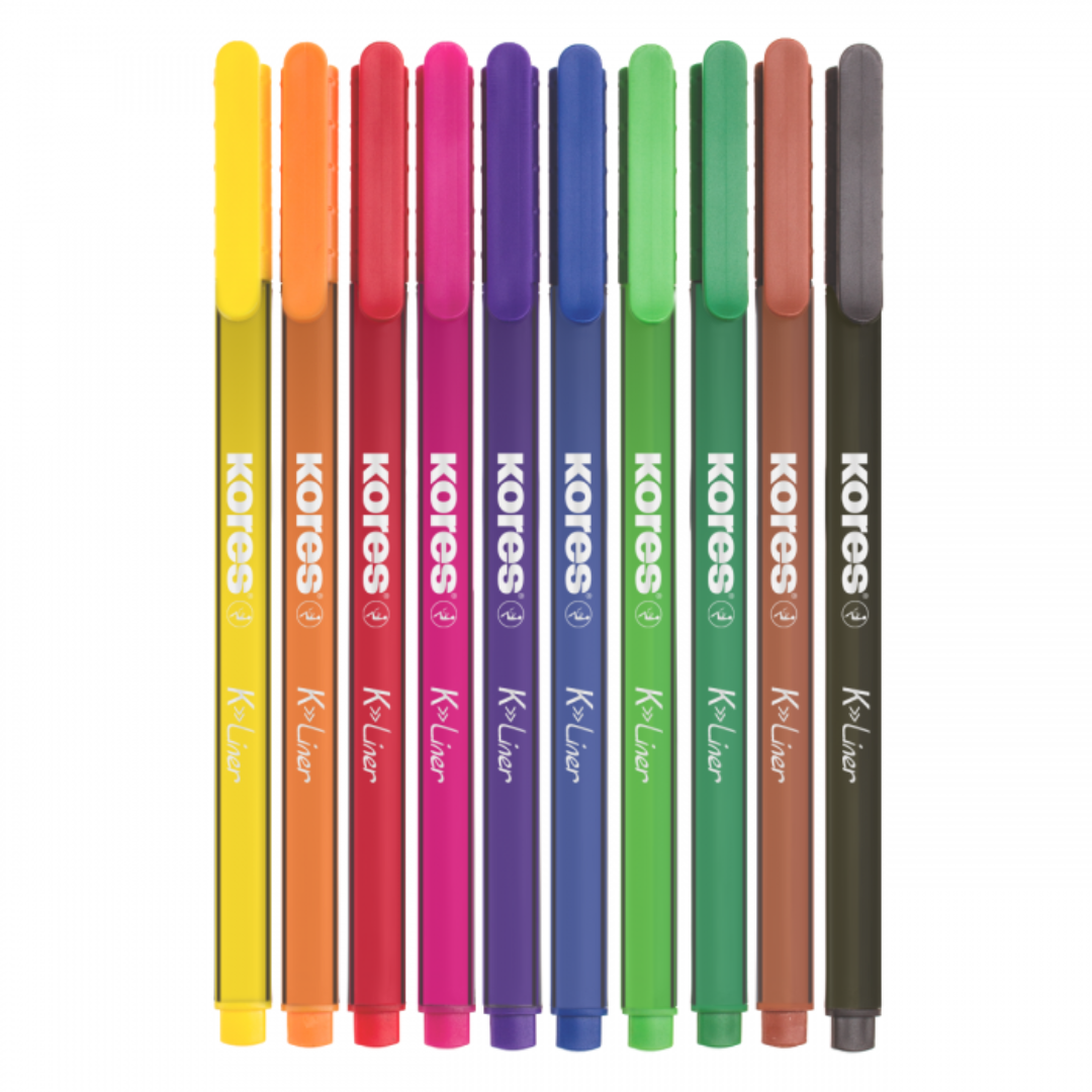 Image shows a set of 12 Kores fine liner pens