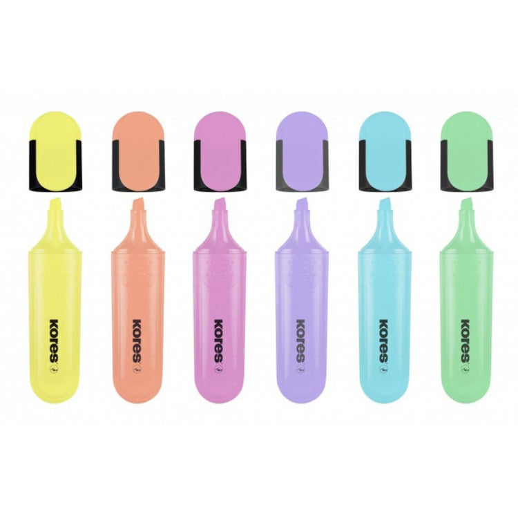 Image shows a set of 6 Kores Pastel Bright Liners