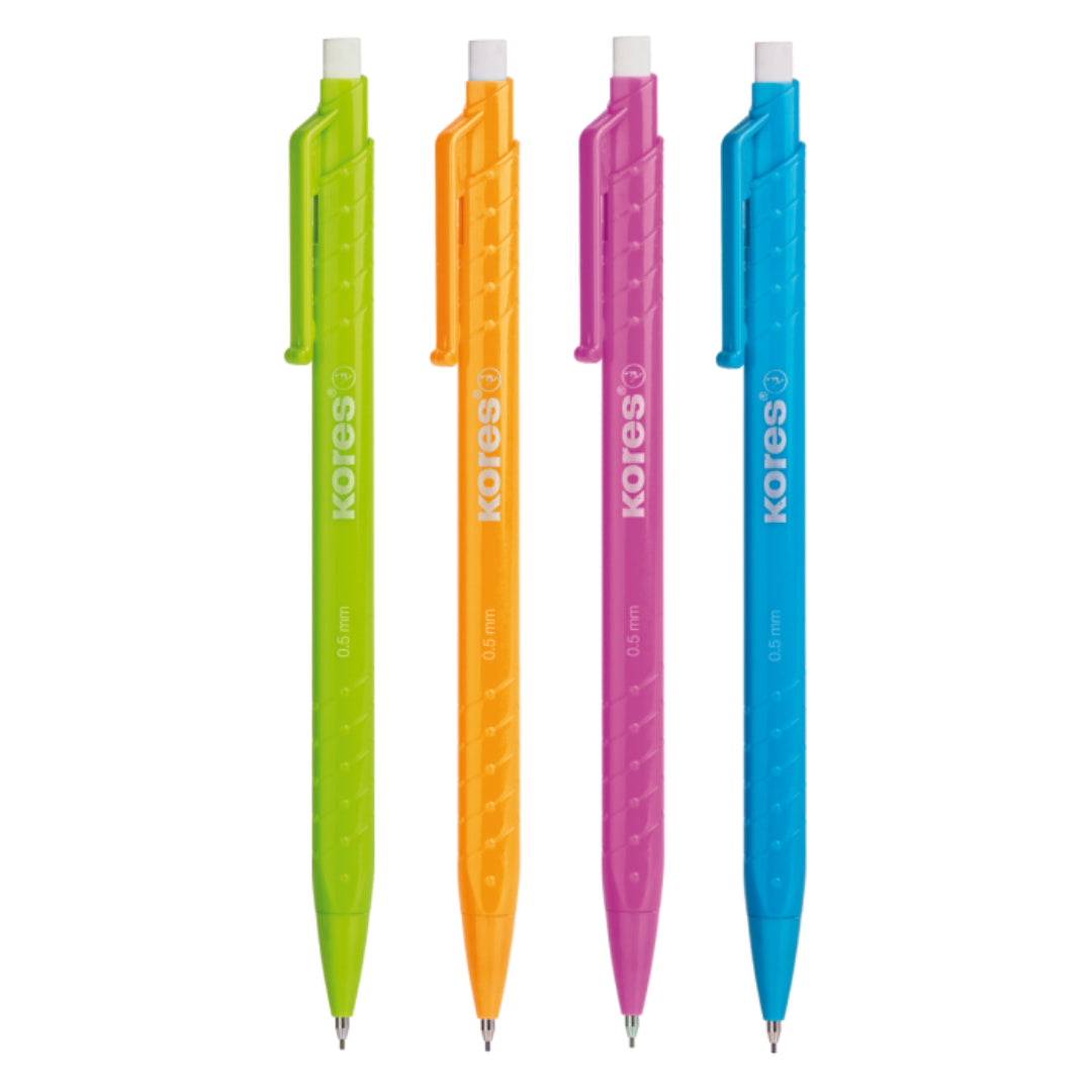 Image shows 4 Kores Mechanical pencils in different colours