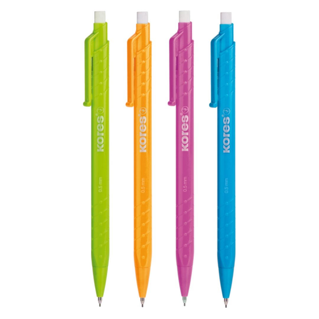 Image shows 4 Kores Mechanical pencils in different colours
