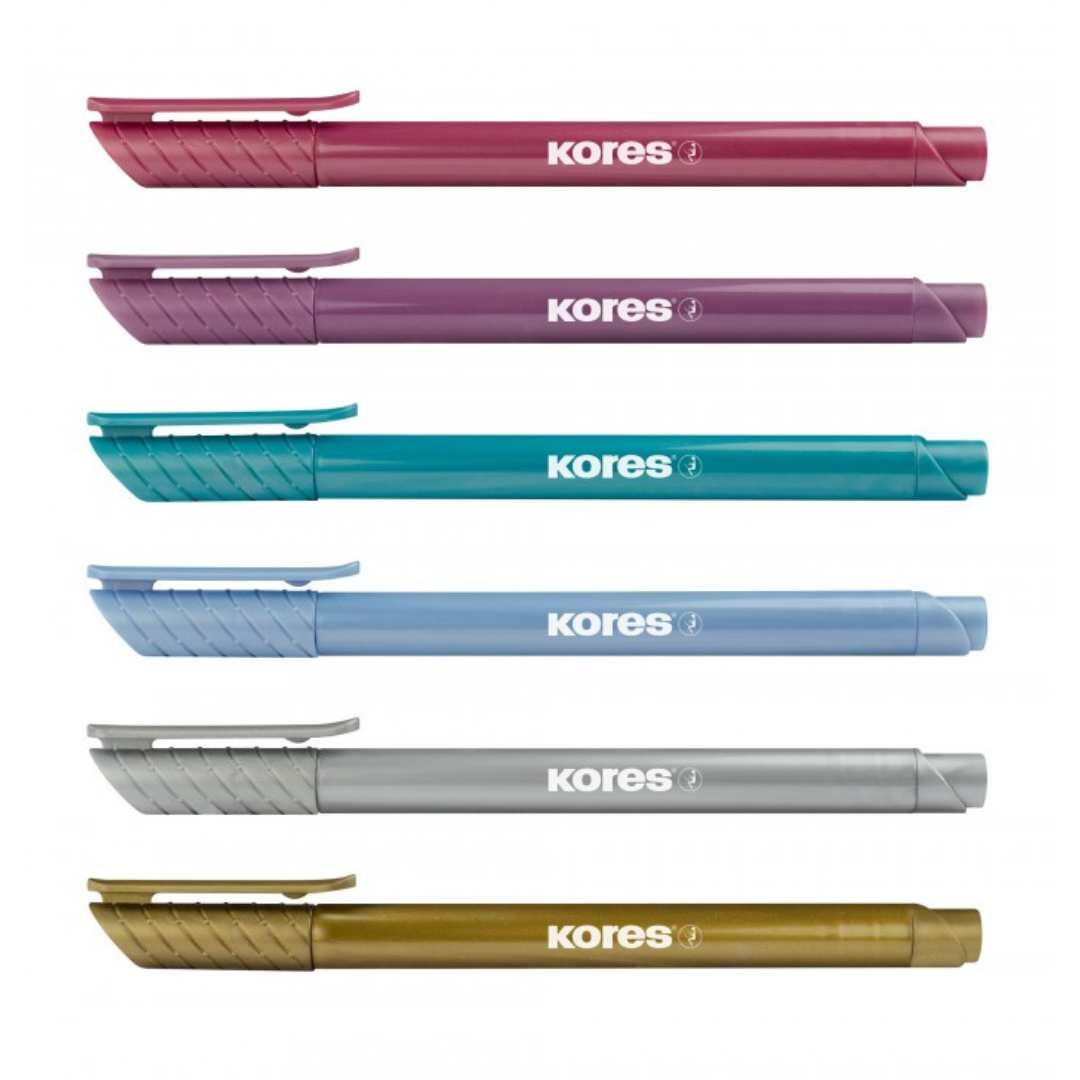 Image shows a set of 6 Kores metallic markers