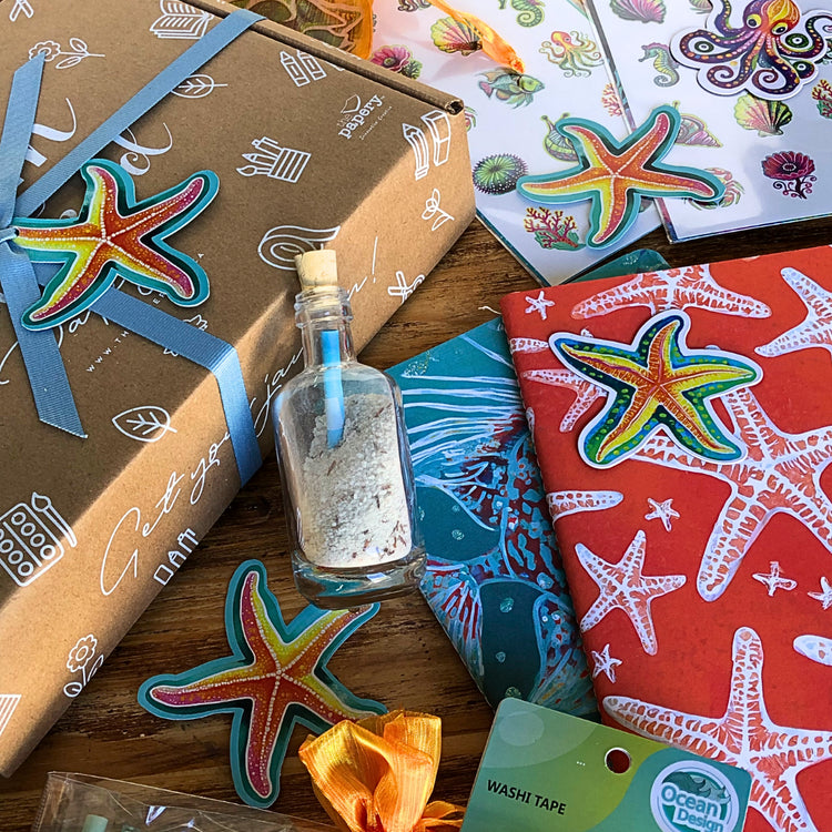 Image shows an ocean themed stationery box