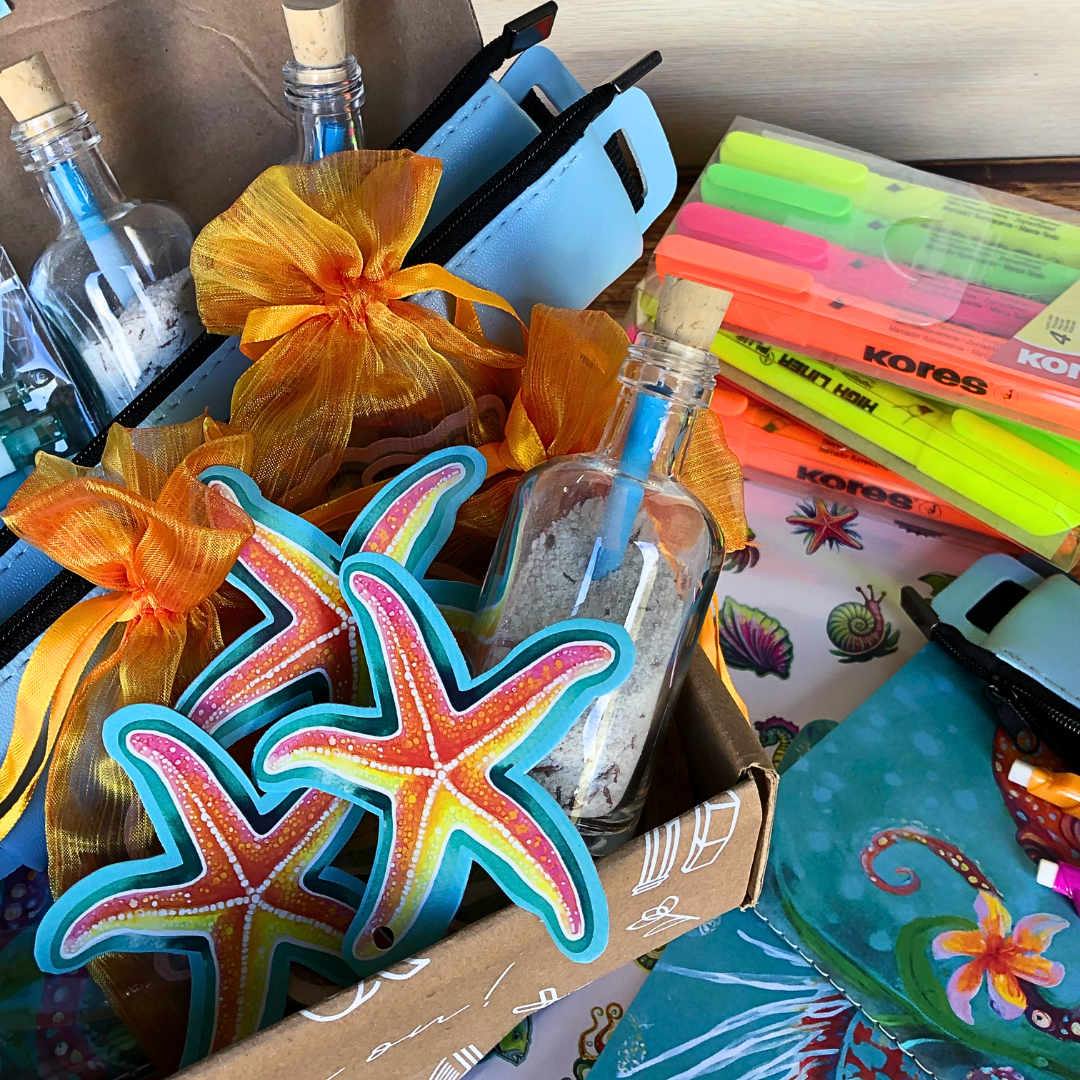 Image shows an ocean themed stationery box