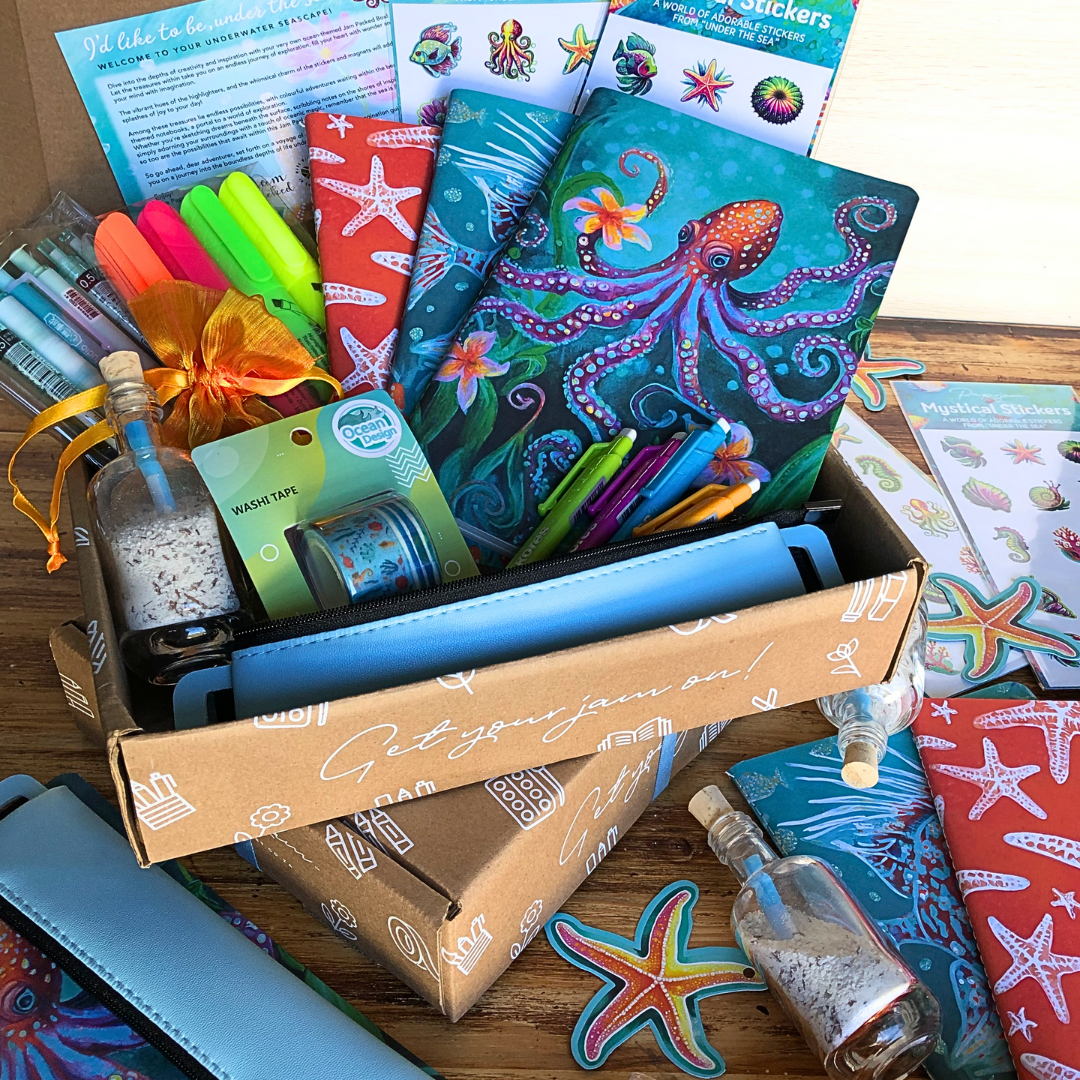 Image shows an ocean themed stationery box