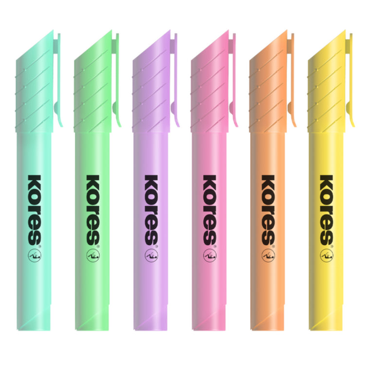Image shows a set of 6 Kores Pastel Plus high liners