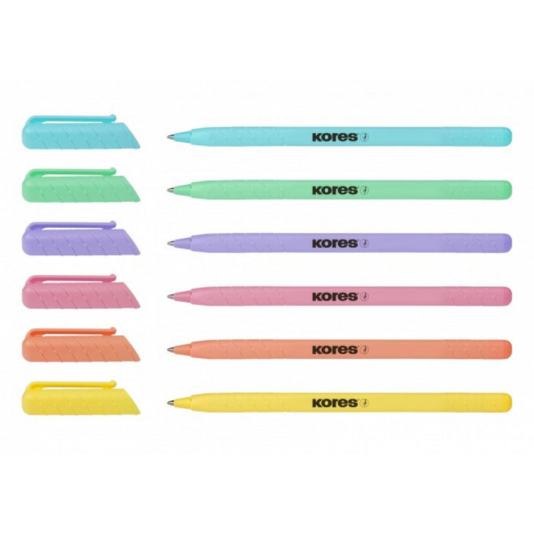 Image shows a set of 6 Kores pastel ballpoint pens