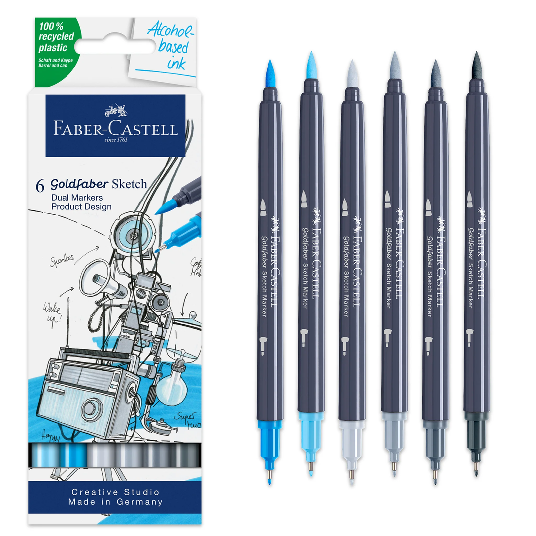 Image shows a set of Faber-Castell sketch markers