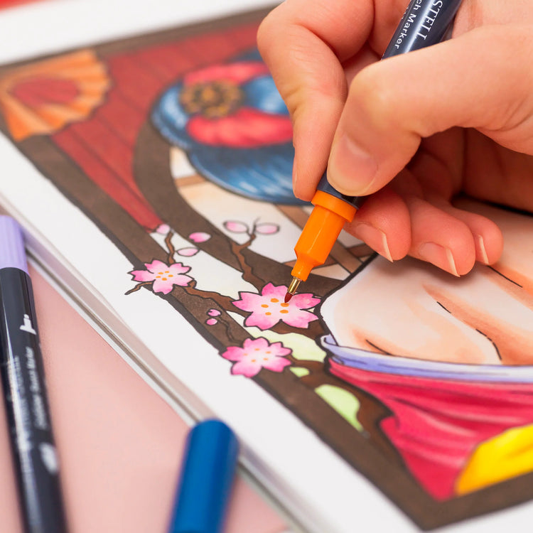 Image shows a drawing made with Faber-Castell sketch markers