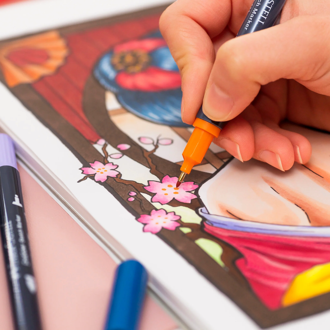 Image shows a drawing made with Faber-Castell sketch markers