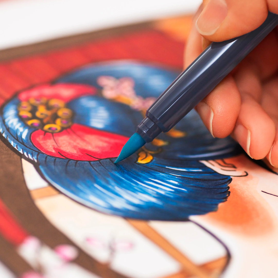 Image shows a drawing made with Faber-Castell sketch markers