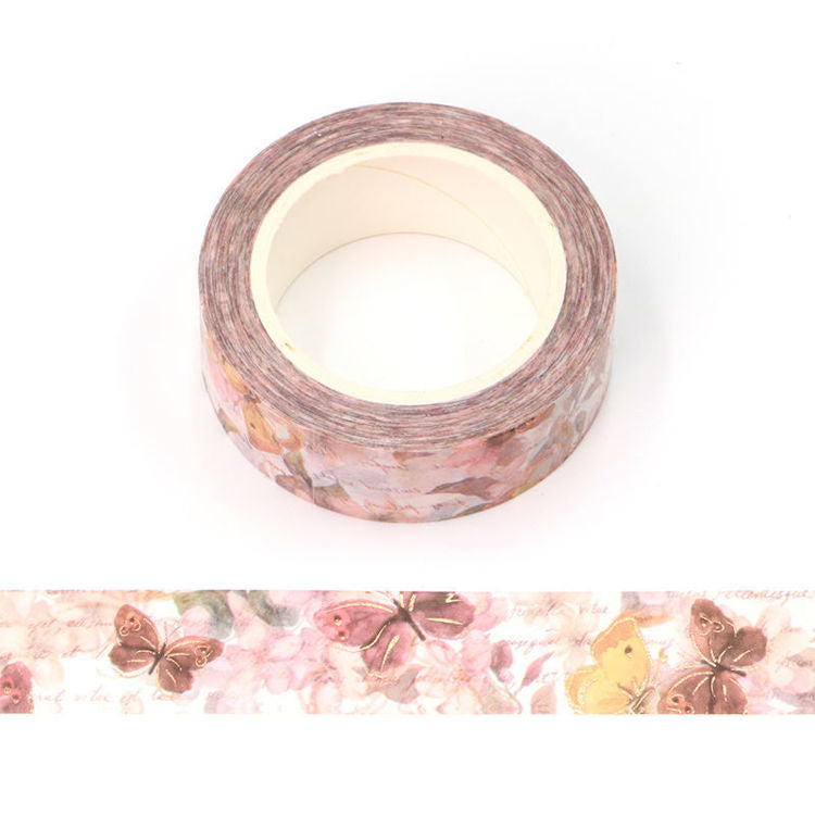 Image shows a washi tape with vintage butterflies 