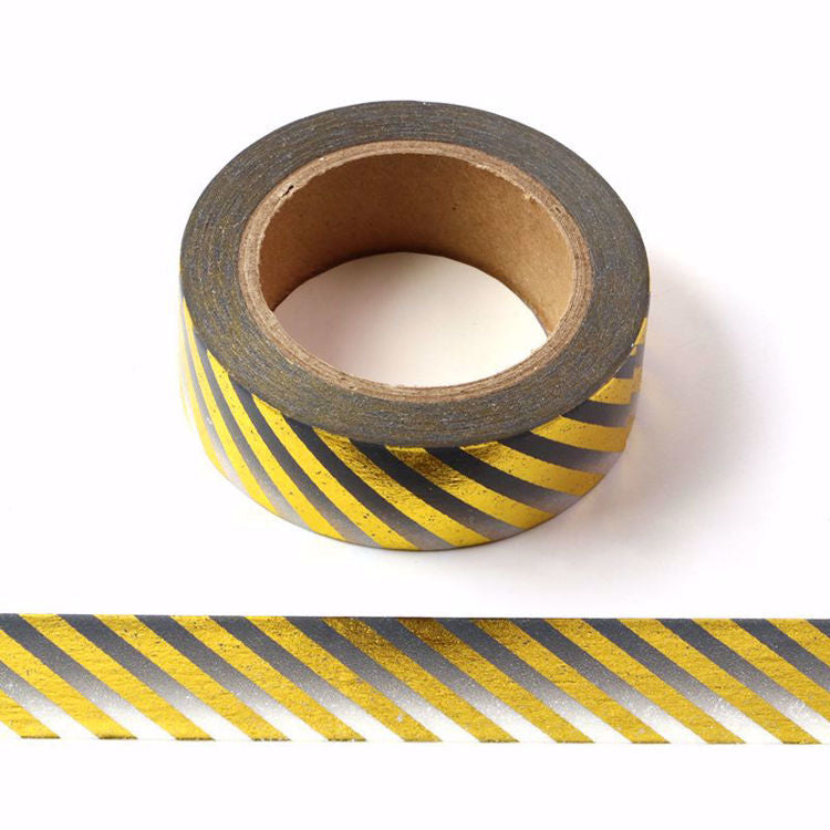 Image shows a stripped gold and black ombre washi tape
