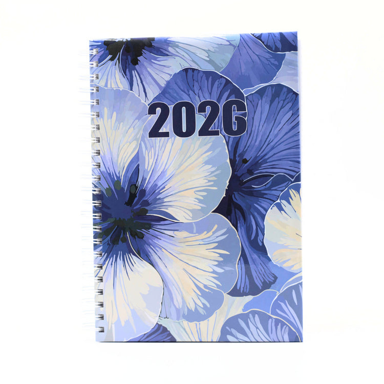 Floral design diary cover with 2026 text on a white background