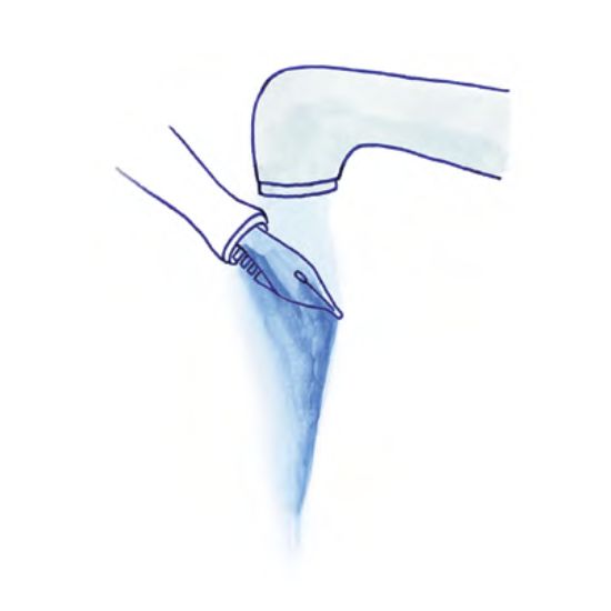Image demonstrates how to clean a fountain pen
