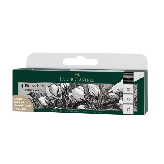 Image shows a set of Faber-Castell pitt artist pens