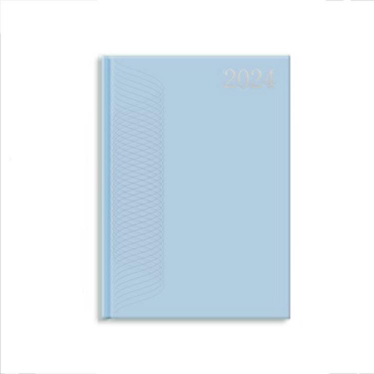 Image shows a pastel blue A4 diary