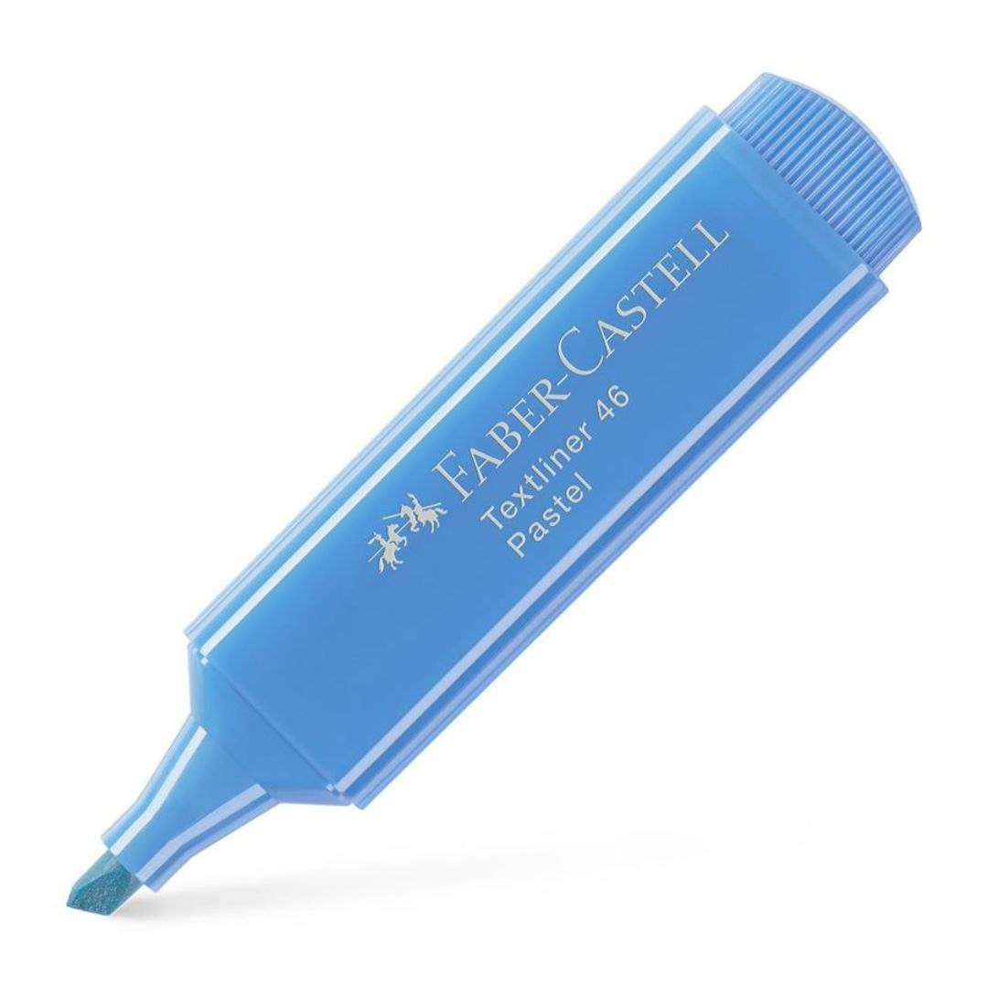 Image shows a blue Faber-Castell highlighter