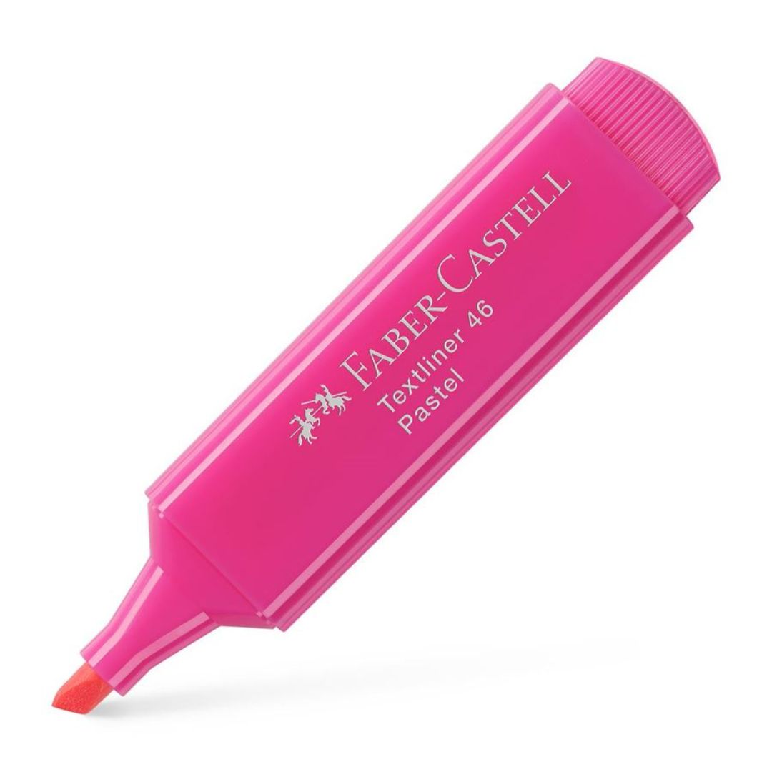 Image shows a pink Faber-Castell highlighter