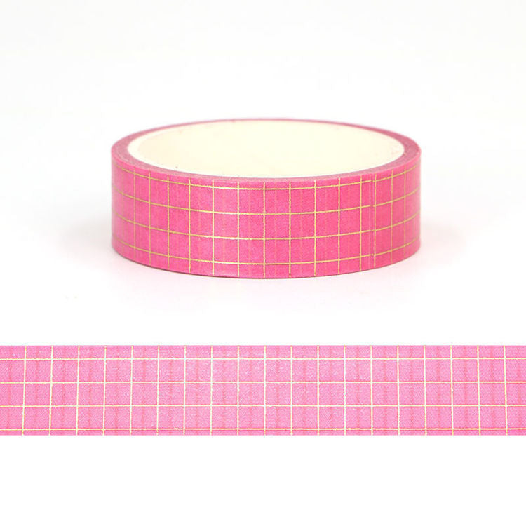 GR10-03 Pink Foil Grid Washi Tape
