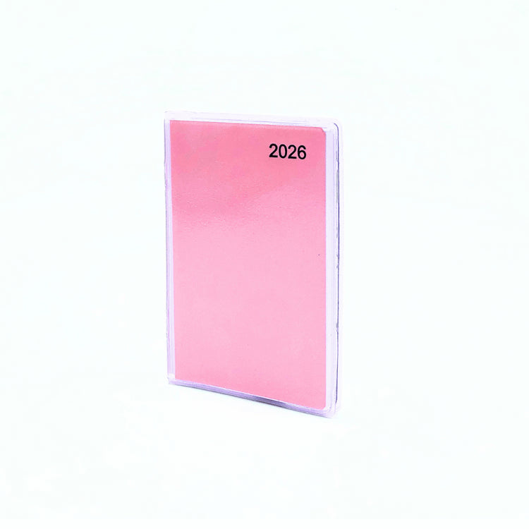 Pink daily planner with 2026 on a white background
