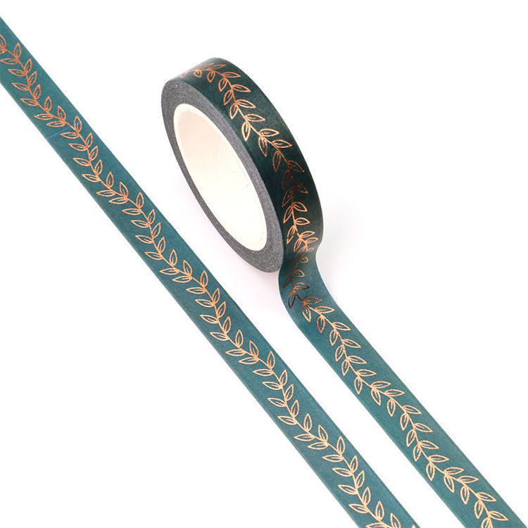 Image shows a beautiful gold leaves pattern washi tape