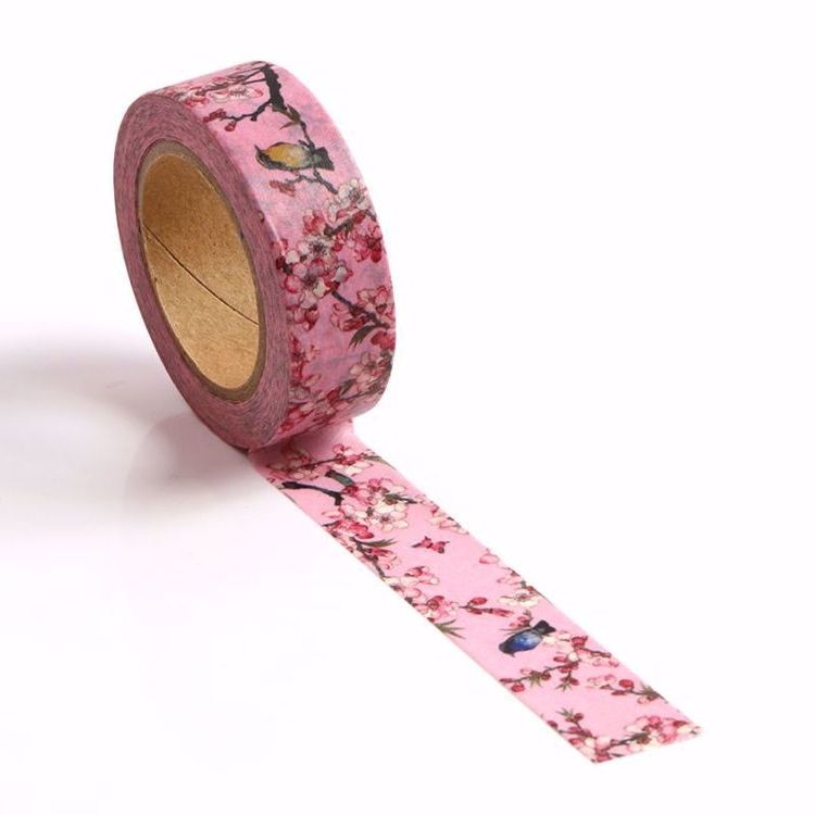 Image shows a birds and flowers washi tape