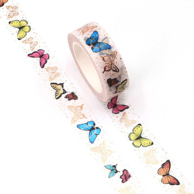 Image shows a colorful butterflies washi tape