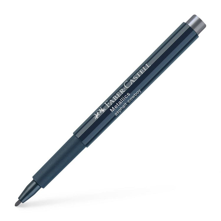 Image shows a Faber-Castell metallic marker (asphalt cowboy)