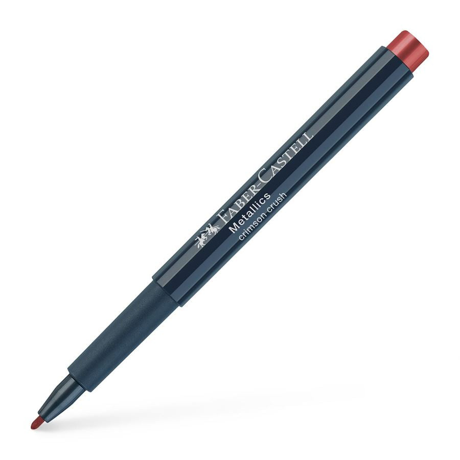 Image shows a Faber-Castell metallic marker (crimson crush)
