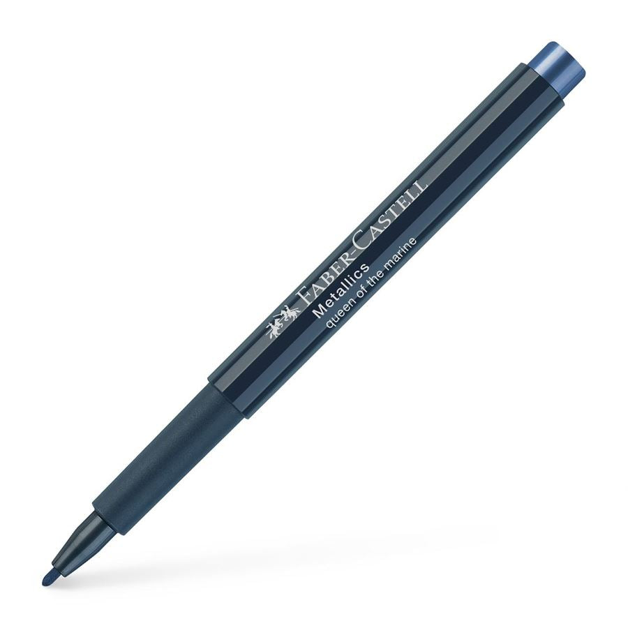 Image shows a Faber-Castell metallic marker (queen of the marine)
