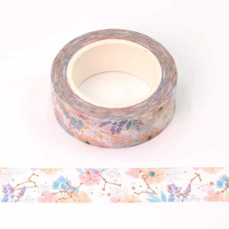 Image shows a floral constellations washi tape