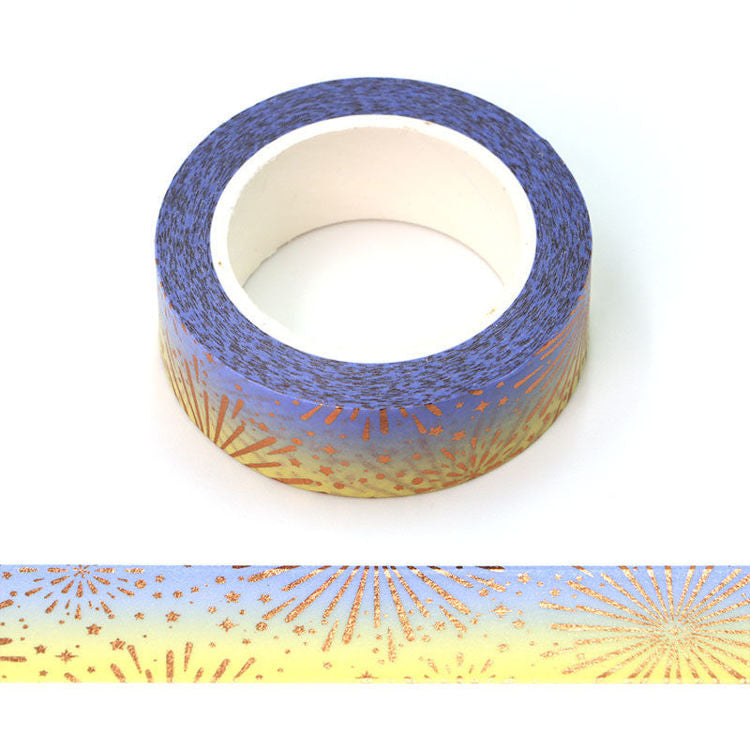 Image shows a foil fireworks pattern washi tape