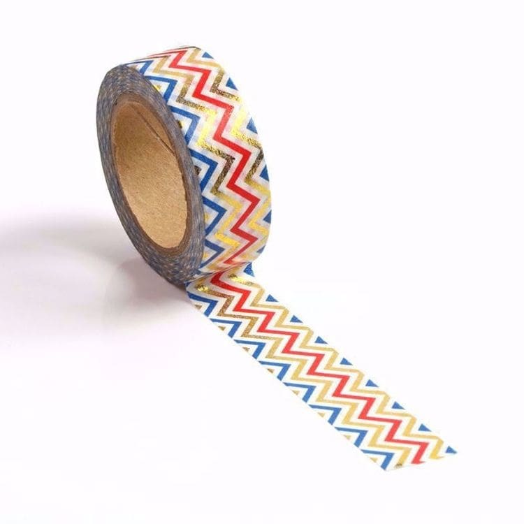 Image shows a colorful chevron pattern washi tape