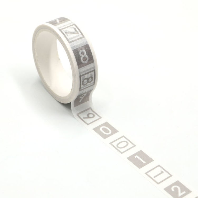 Image shows a number pattern washi tape