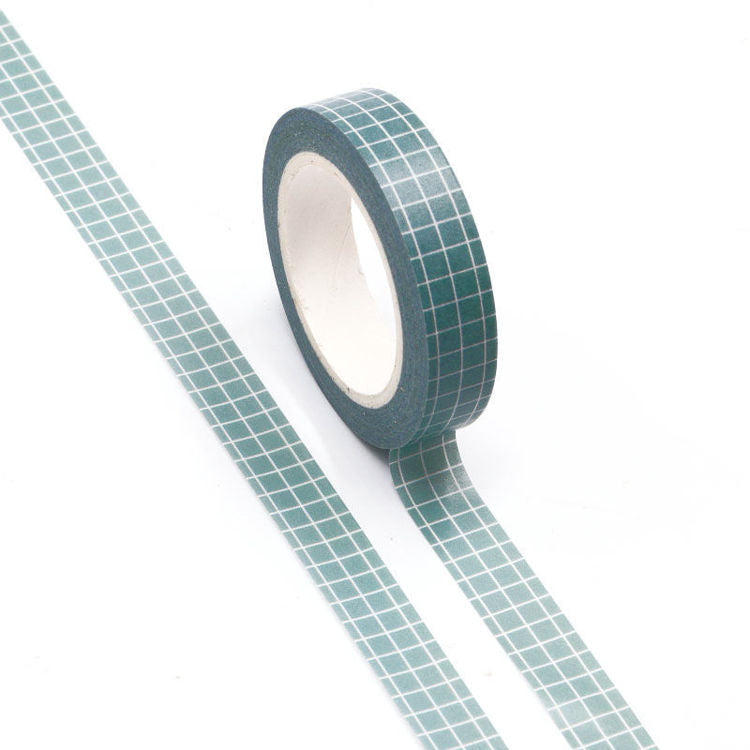 Image shows a green grid pattern washi tape