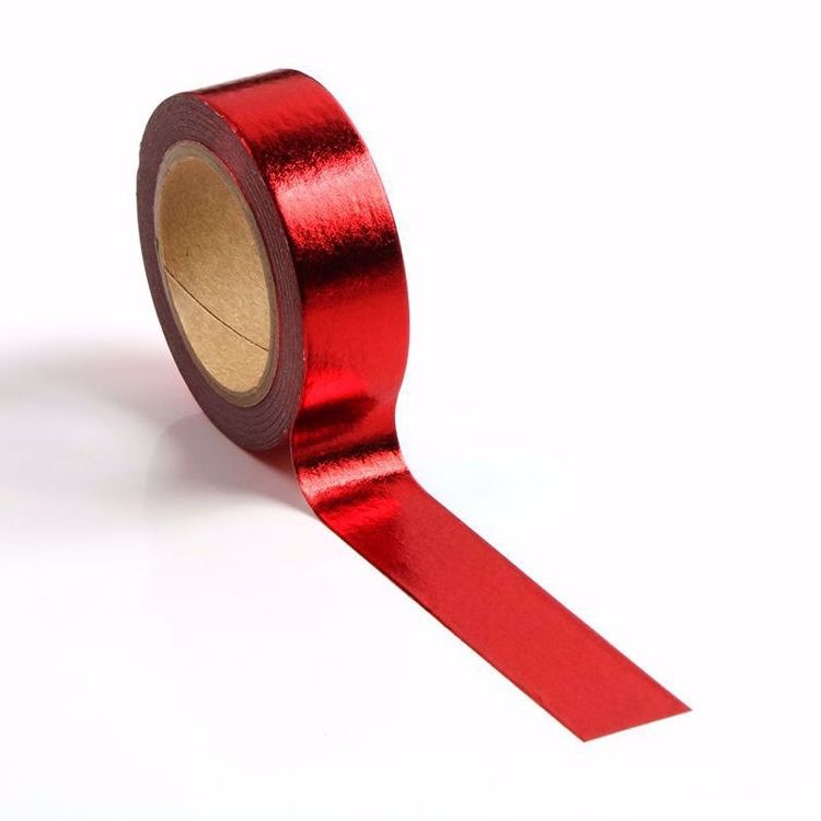 Image shows a solid red foil washi tape