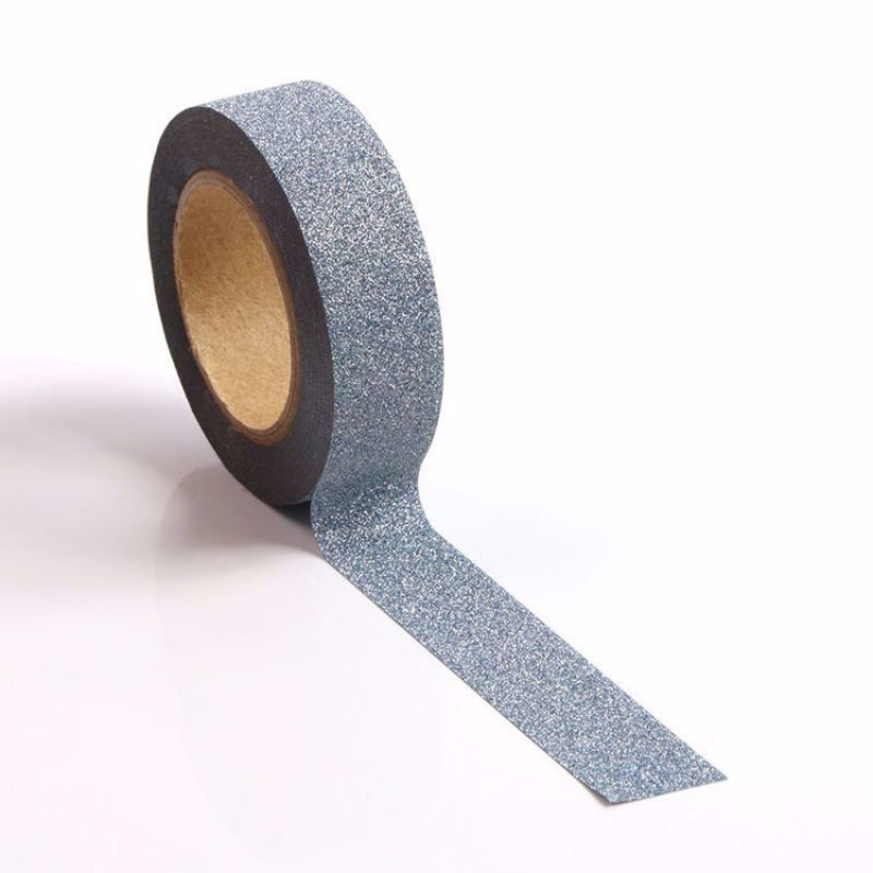 Image shows a slate blue glitter washi tape
