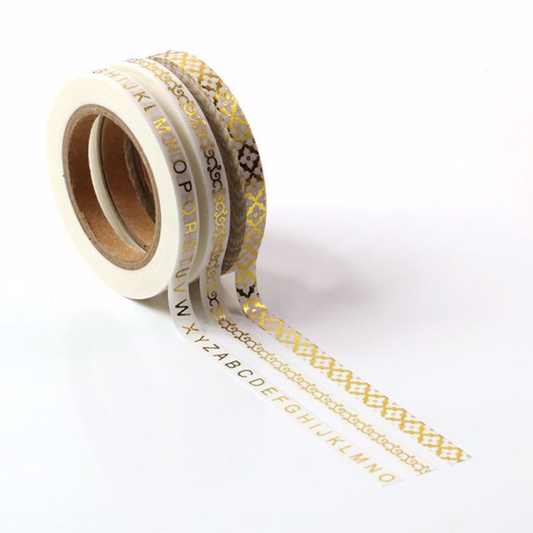 Image shows a white and gold set of 3 washi tapes