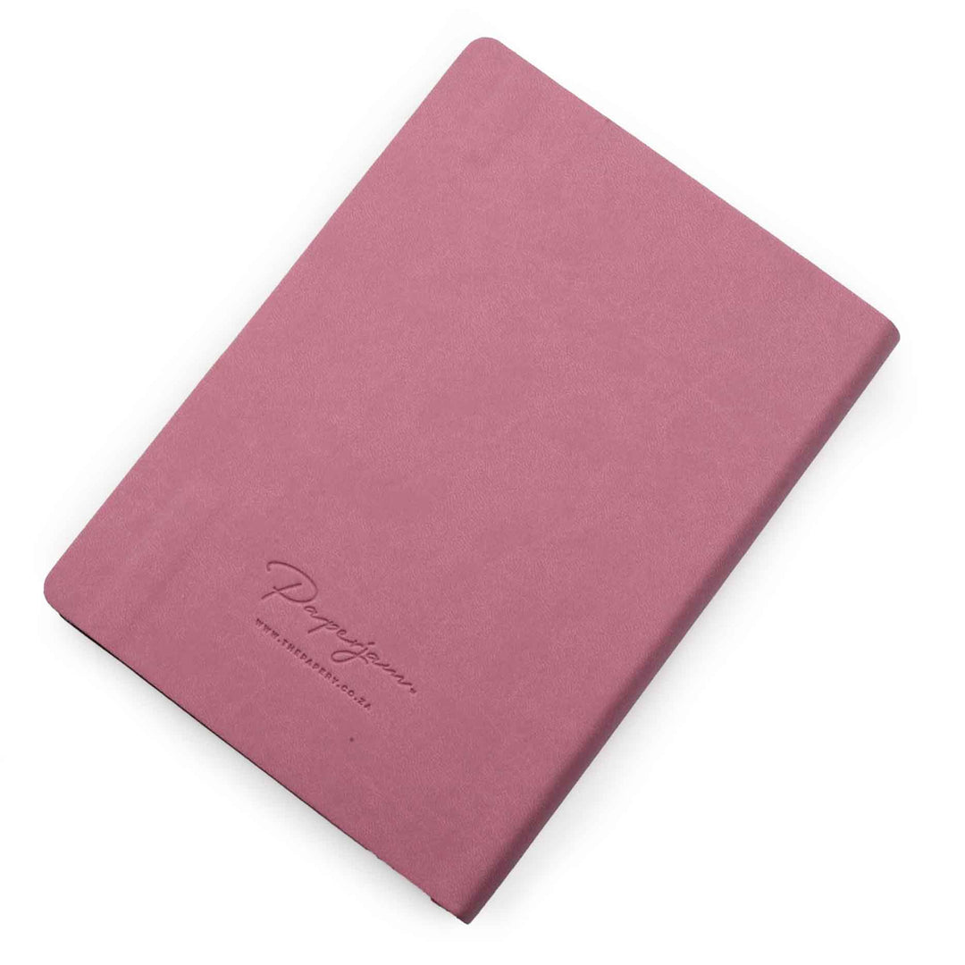 Image shows the back cover of an orchid Flexi Premium journal