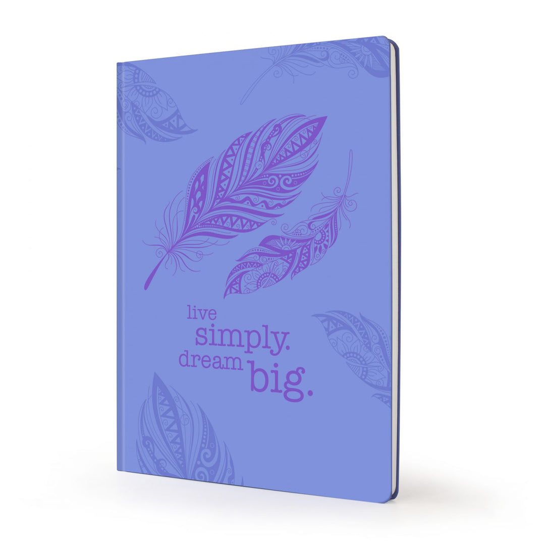 Image shows an A4 Lilac Feather Scribblz journal