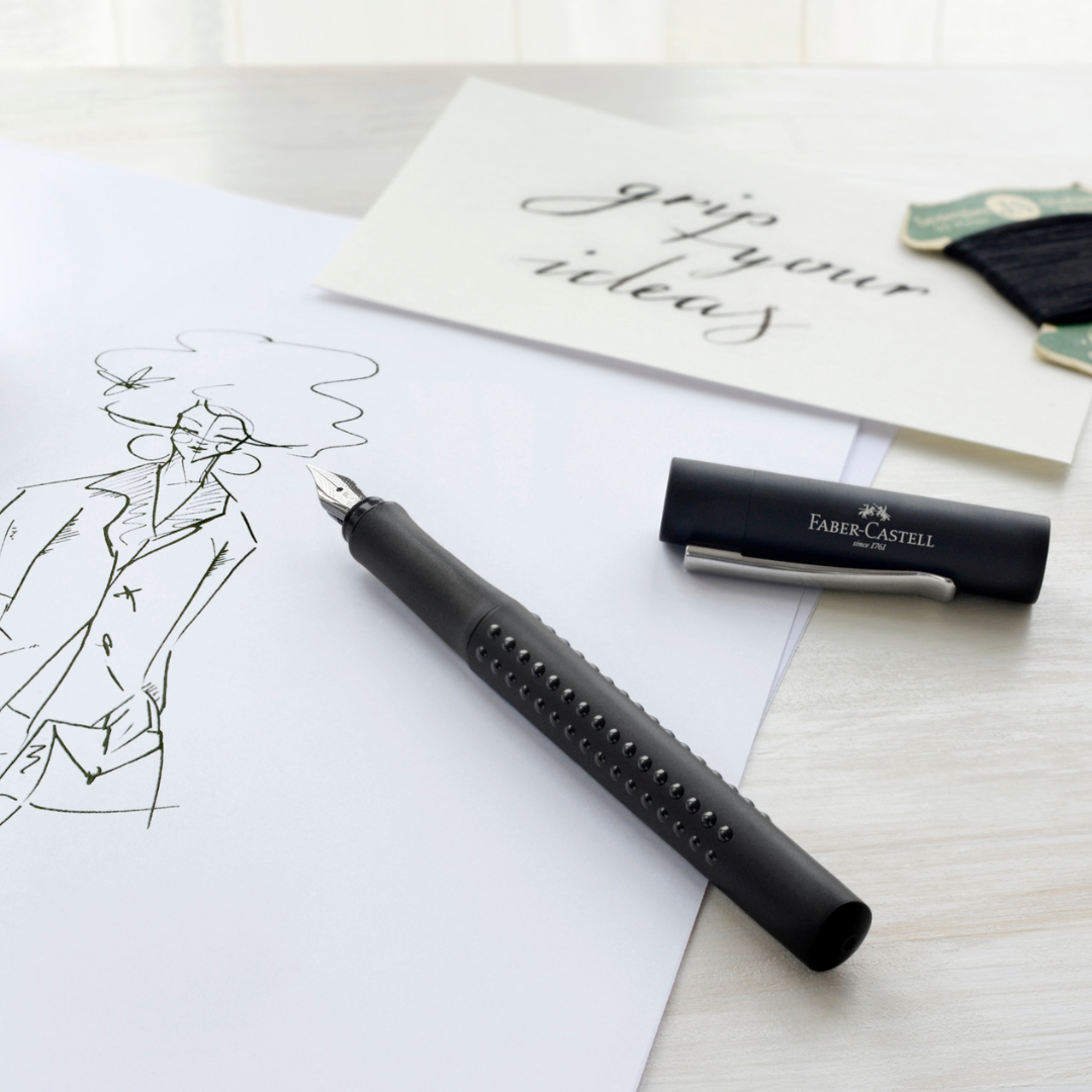 Image shows a drawing with a Faber-Castell fountain pen