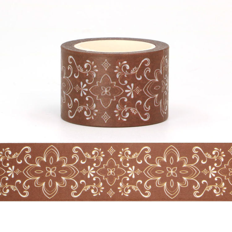 Image shows a washi tape with a damask pattern